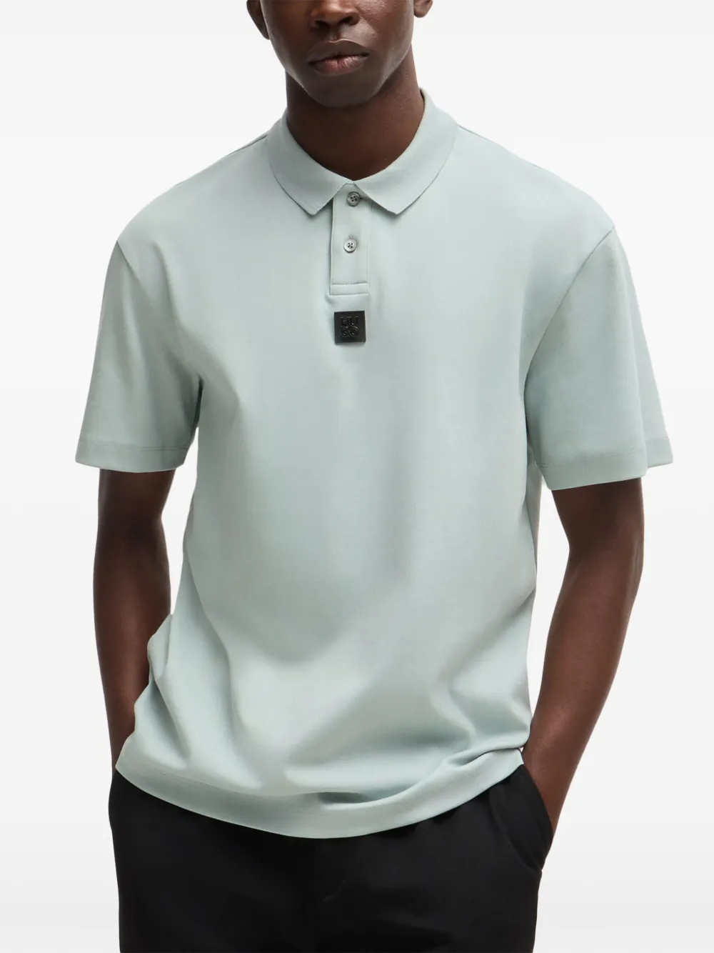 HUGO Poloshirt met logopatch Grijs