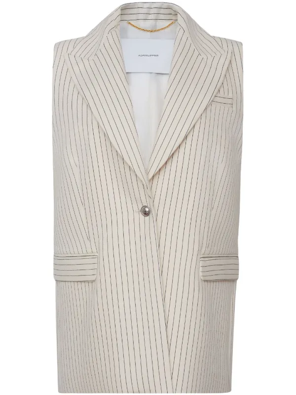 Adam Lippes Callan Pinstripe Gilet in White