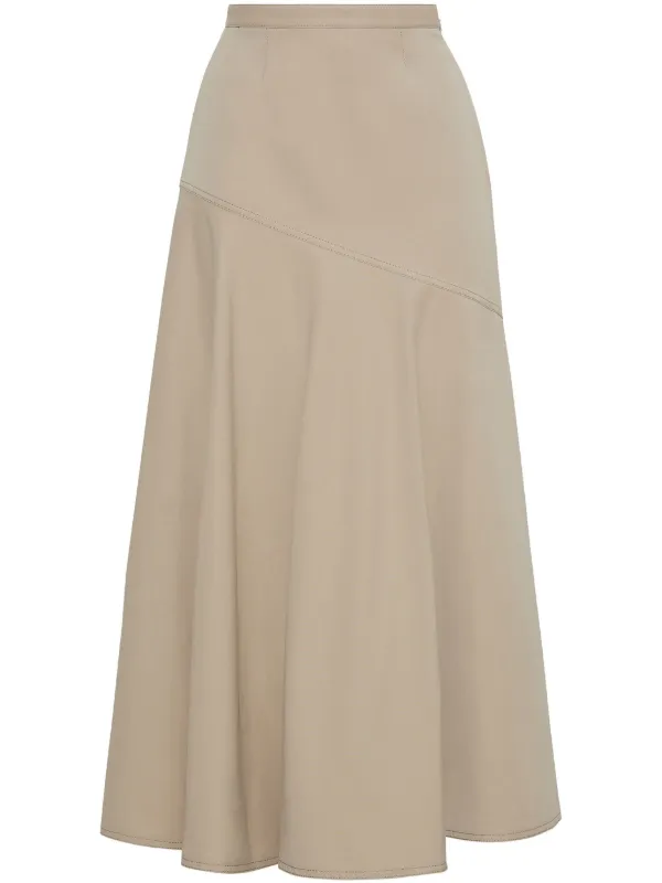 Adam Lippes Tess Midi Skirt in Neutrals