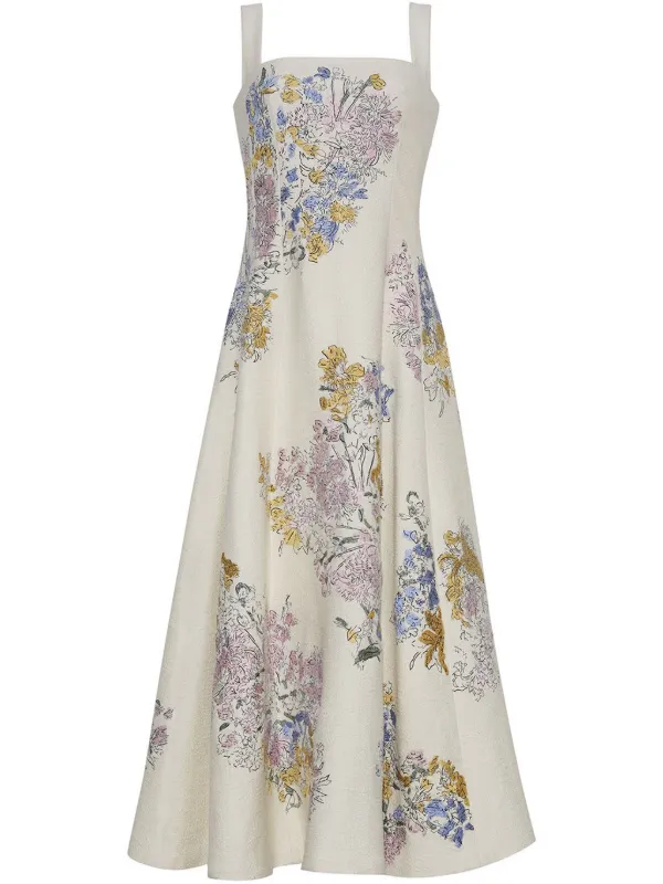 Adam Lippes Bella Midi Dress in Neutrals