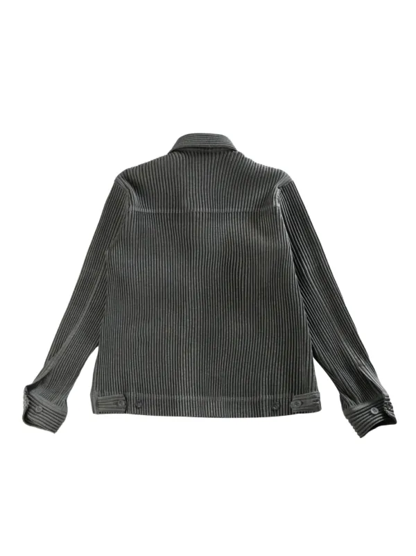 ISSEY MIYAKE しわ加工シャツジャケット　グレー Homme Plissé Issey Miyake Wool Like Light Shirt Jacket