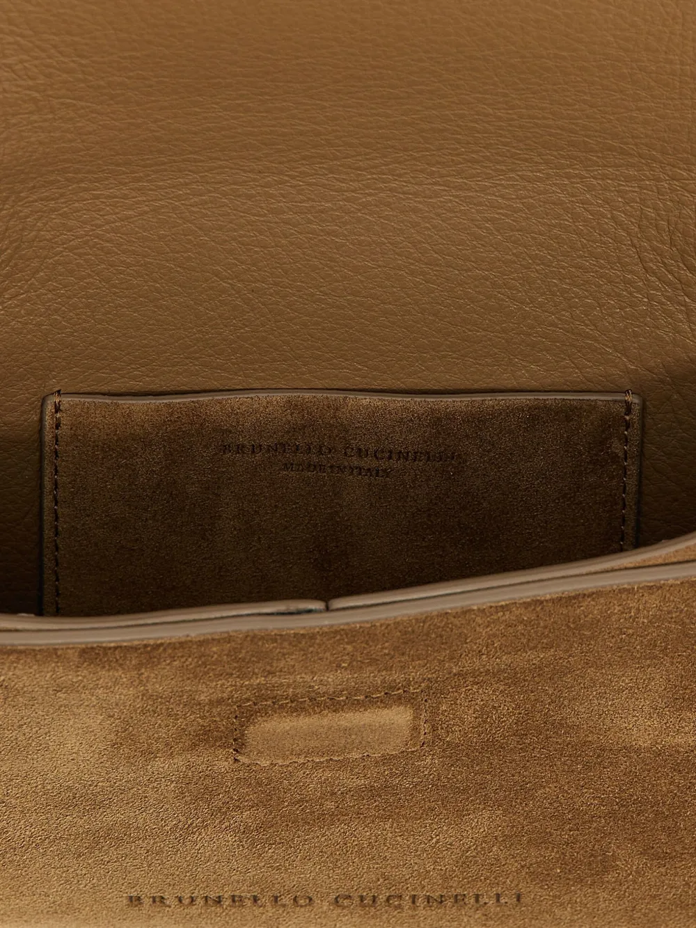 Brunello Cucinelli Monili verfraaide suède clutch Bruin