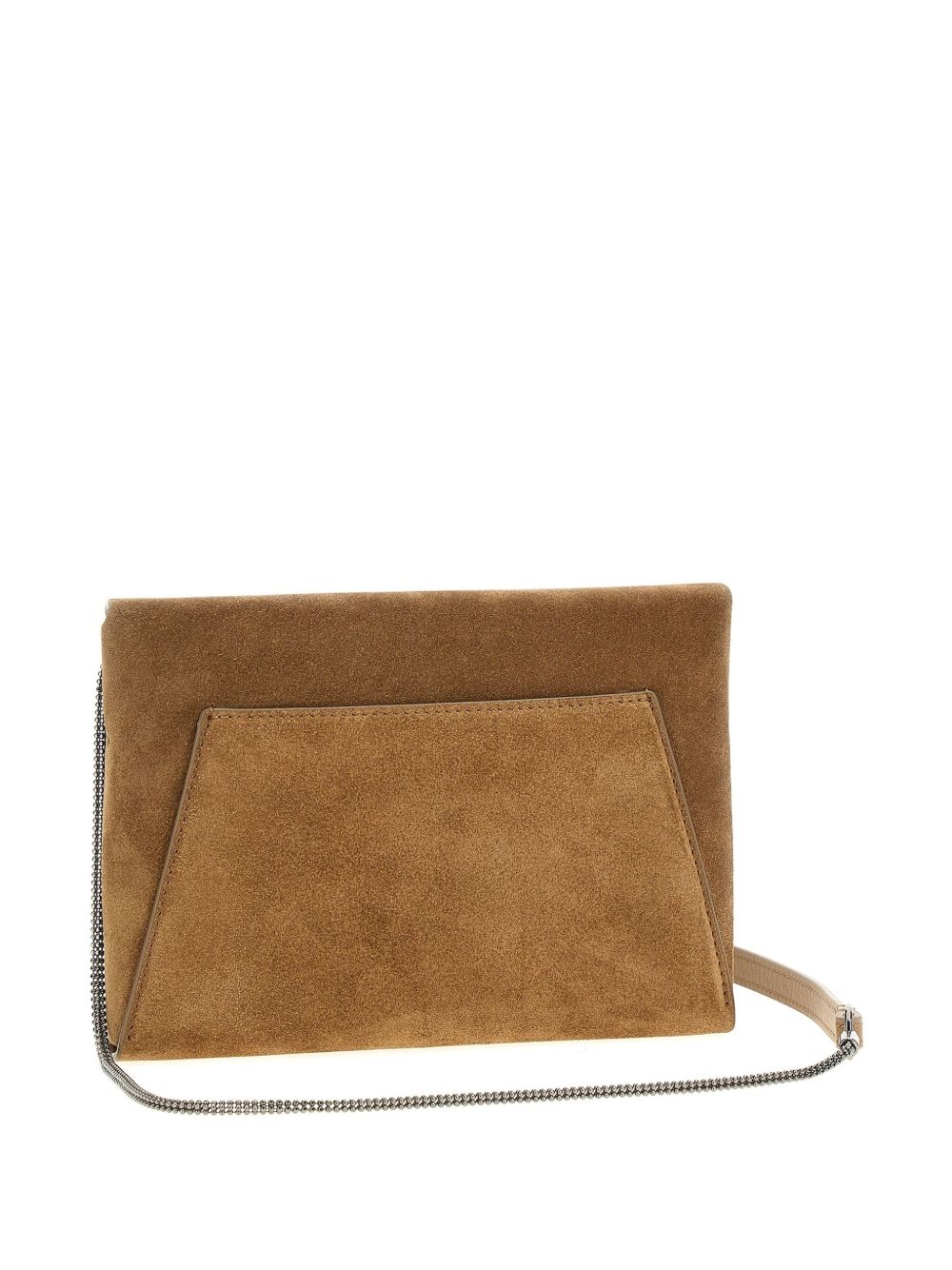 Brunello Cucinelli Monili-embellished suede clutch bag - Bruin