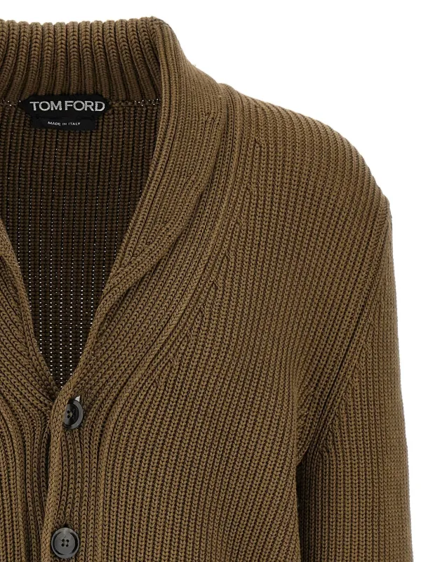 TOM FORD ribbed-knit Cardigan | Green | FARFETCH