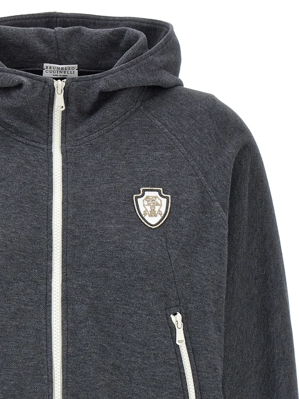 BRUNELLO CUCINELLI LOGO-APPLIQUÉ HOODIE