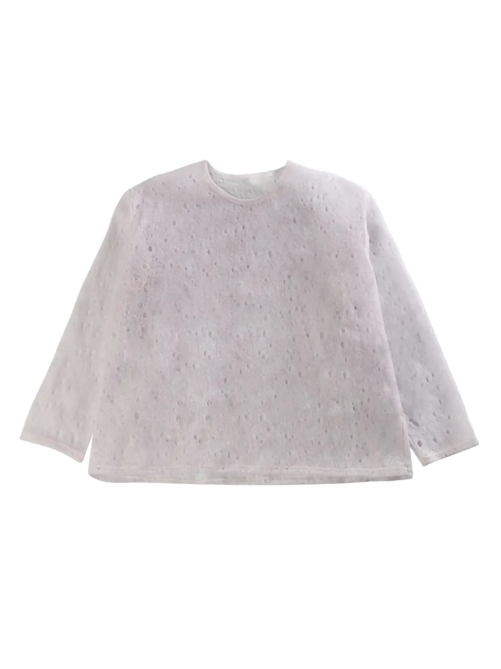 Issey Miyake perforated-detail T-shirt Paars