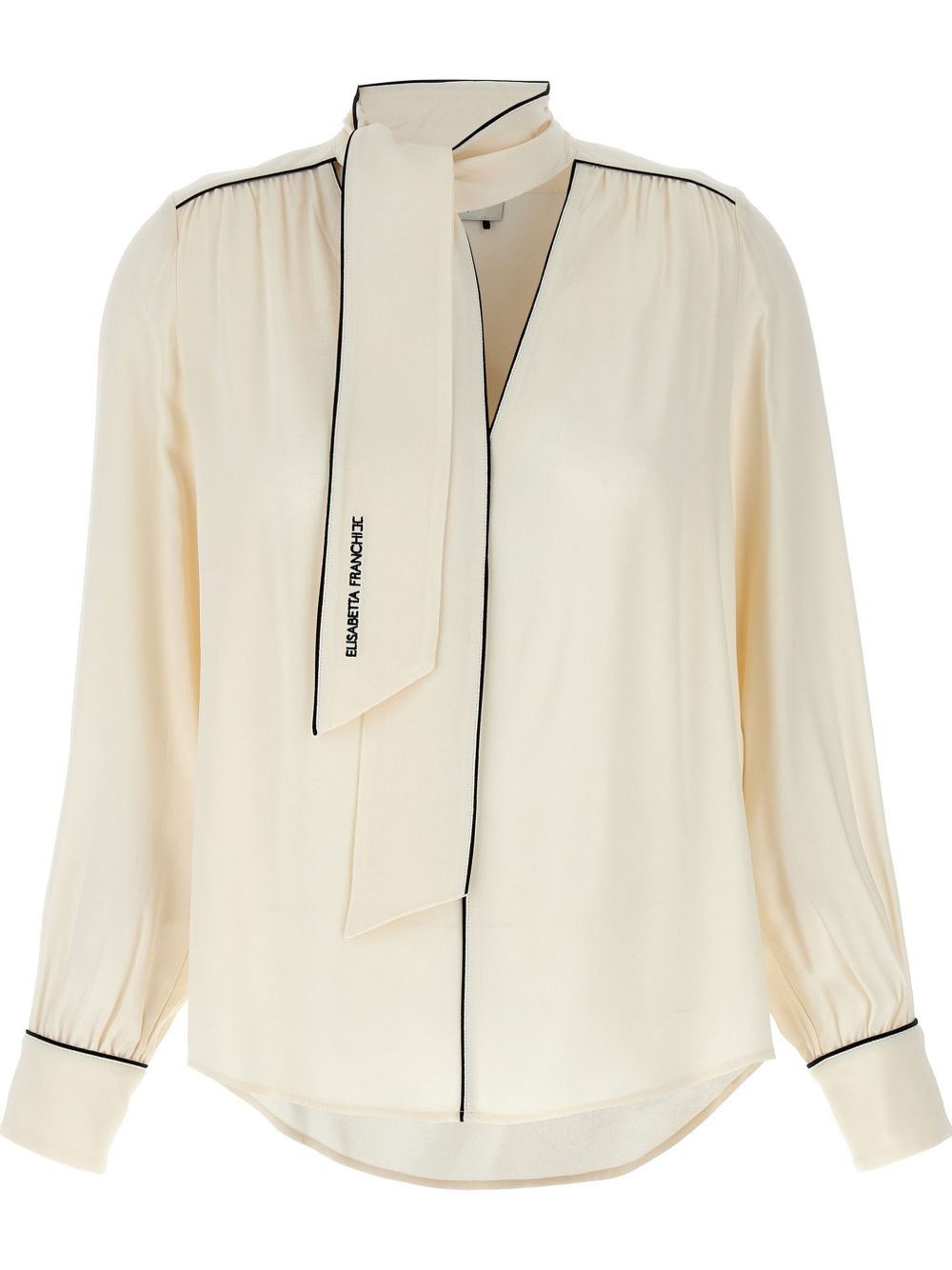 Elisabetta Franchi tie-neck georgette blouse Beige