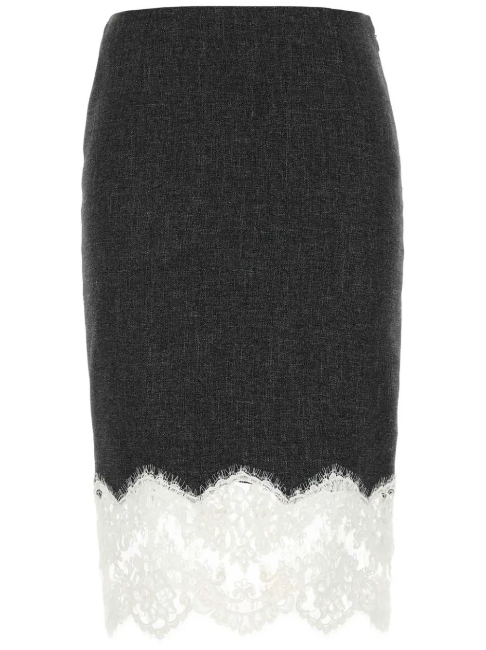 lace-trim midi skirt