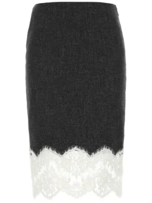 Blumarine ブルマリン フレアスカート レース コットン イタリア フラワーレース刺繍バックレースアップマーメイドスカート
