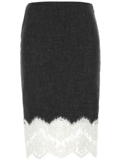 Blumarine falda midi con ribete de encaje