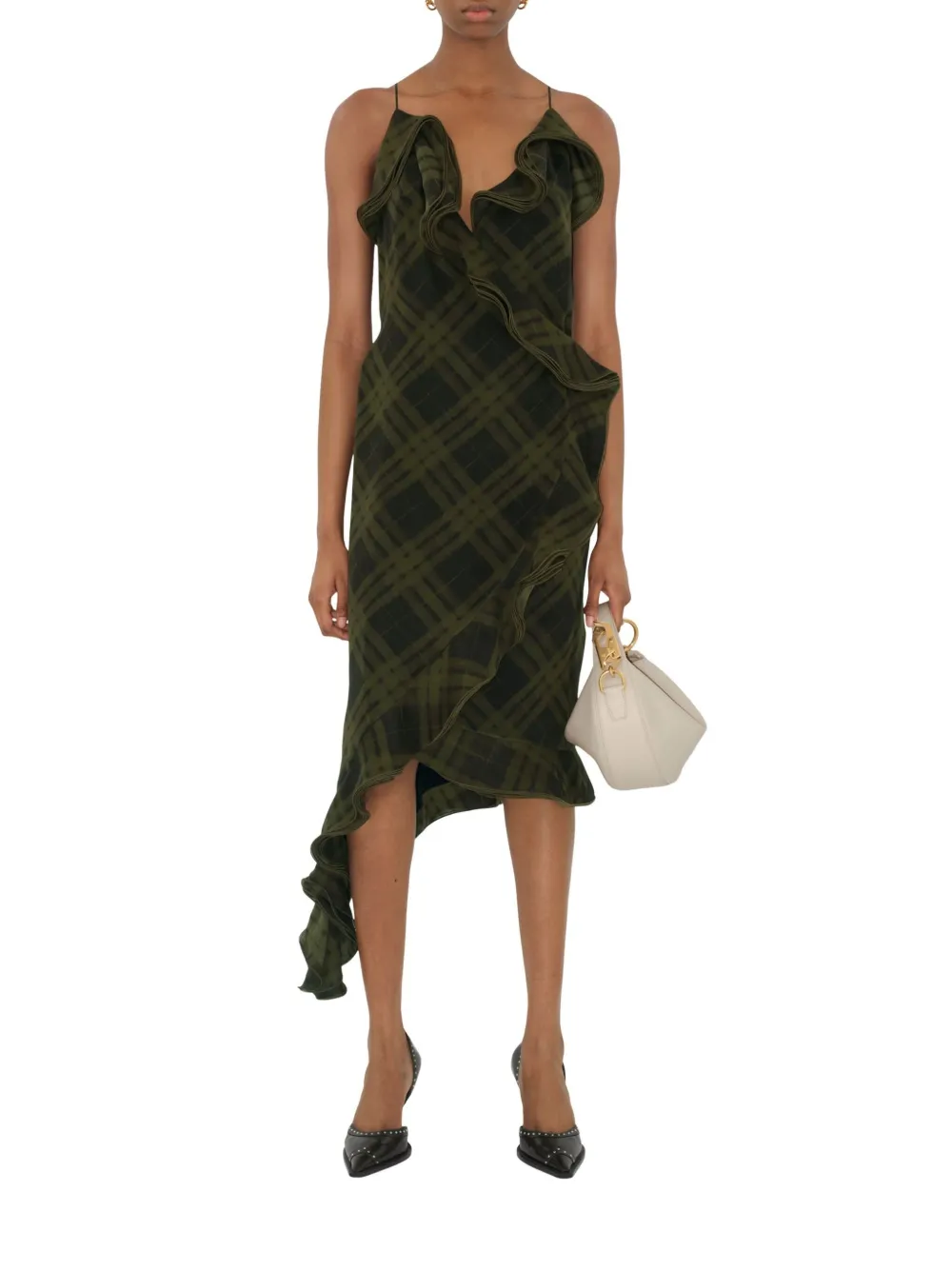 Burberry checked silk dress - Groen