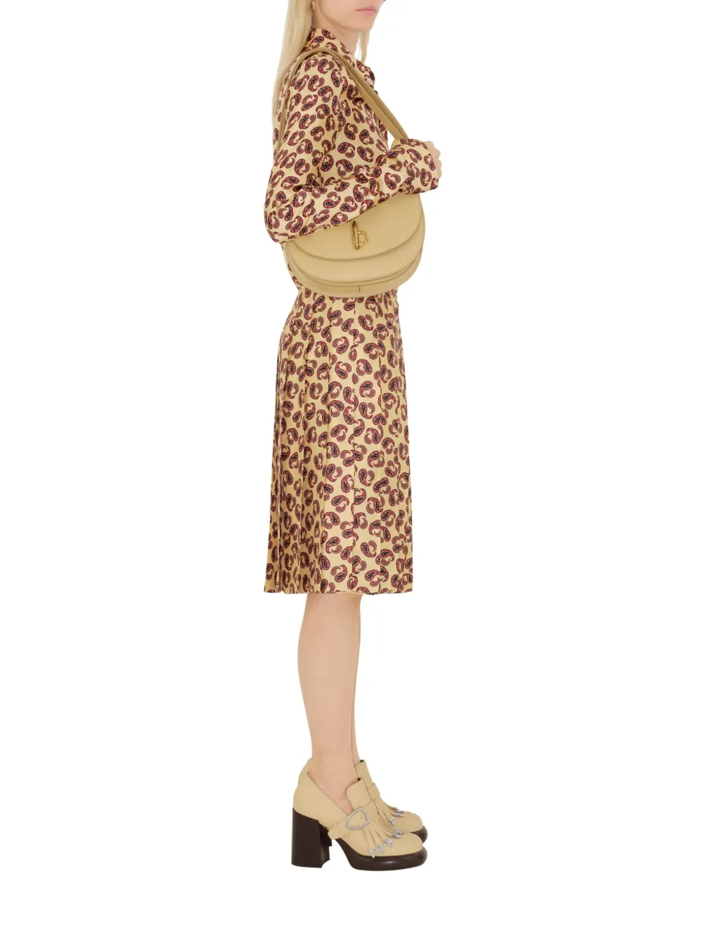 BURBERRY PAISLEY-PRINT SILK PLEATED MIDI SKIRT