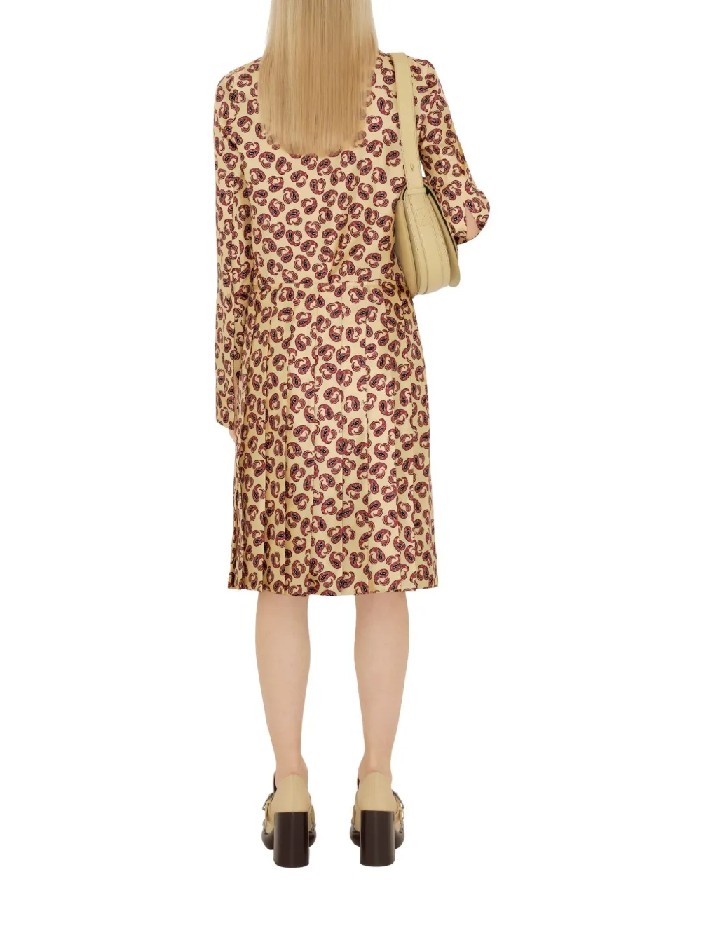 BURBERRY PAISLEY-PRINT SILK PLEATED MIDI SKIRT