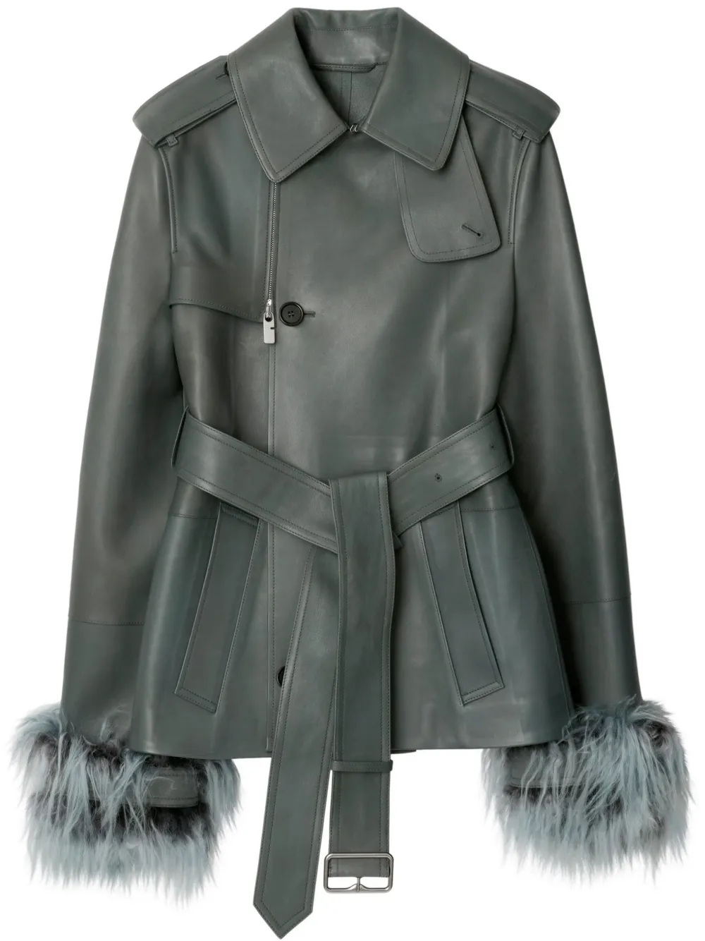 Burberry Leren trenchcoat Groen