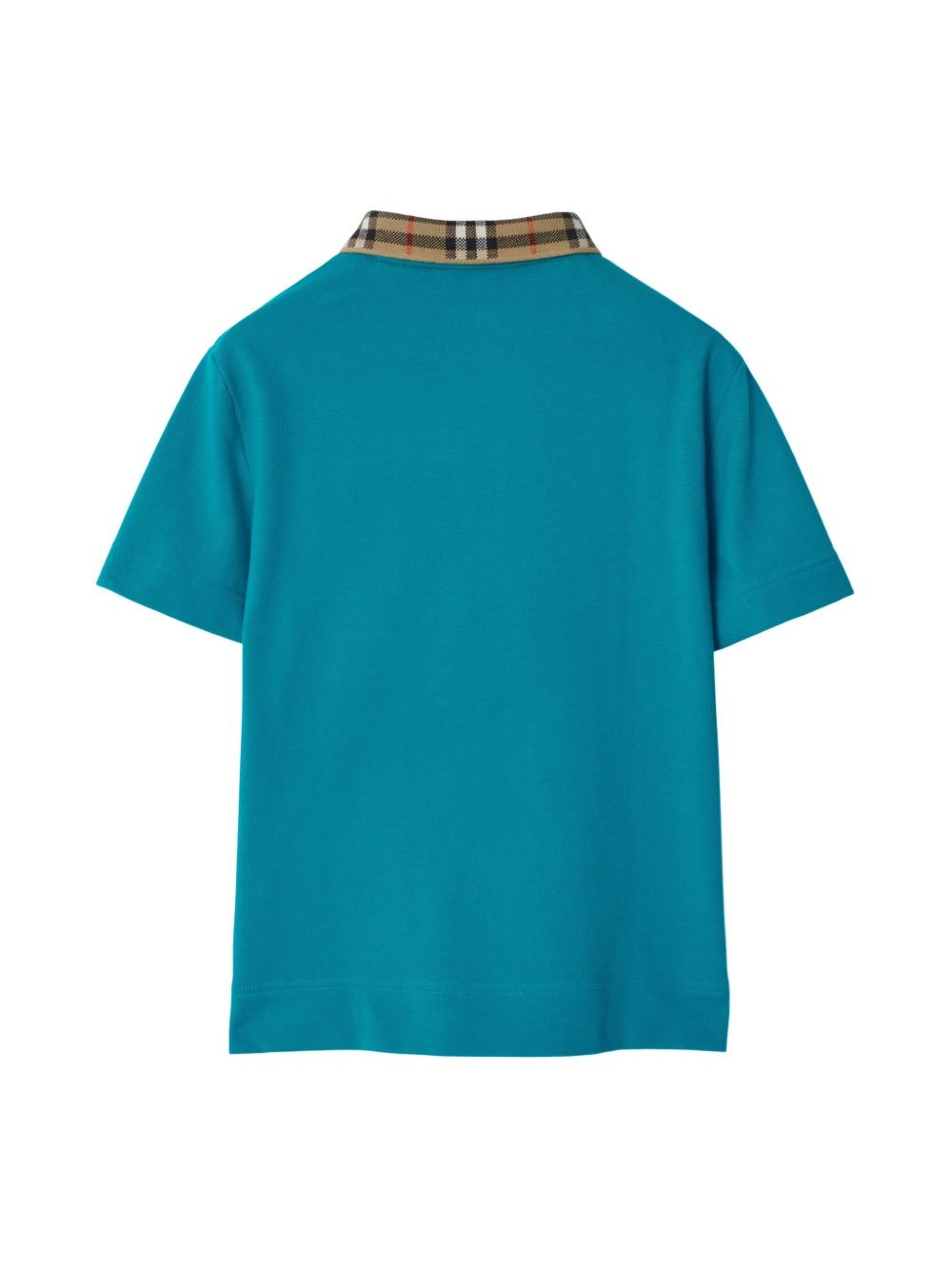 Burberry Kids check-collar cotton polo shirt - Blauw