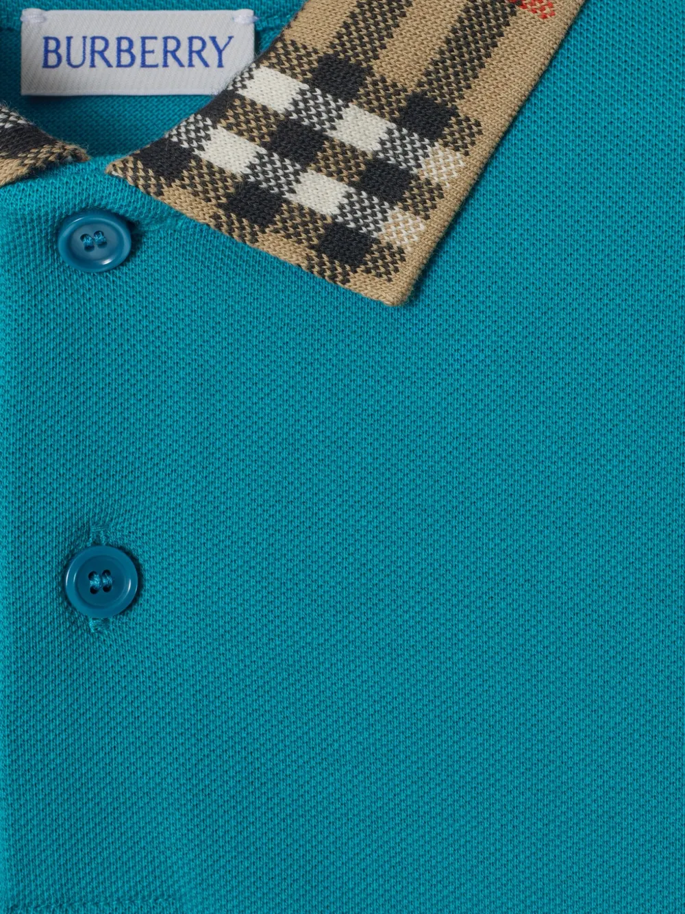 Burberry Kids Katoenen poloshirt met geruite kraag Blauw