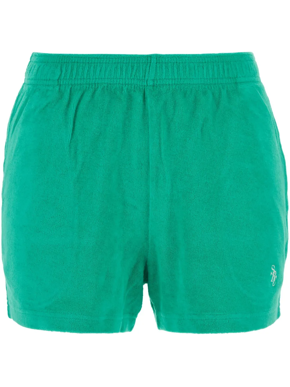 Sporty & Rich SRC velour shorts Groen