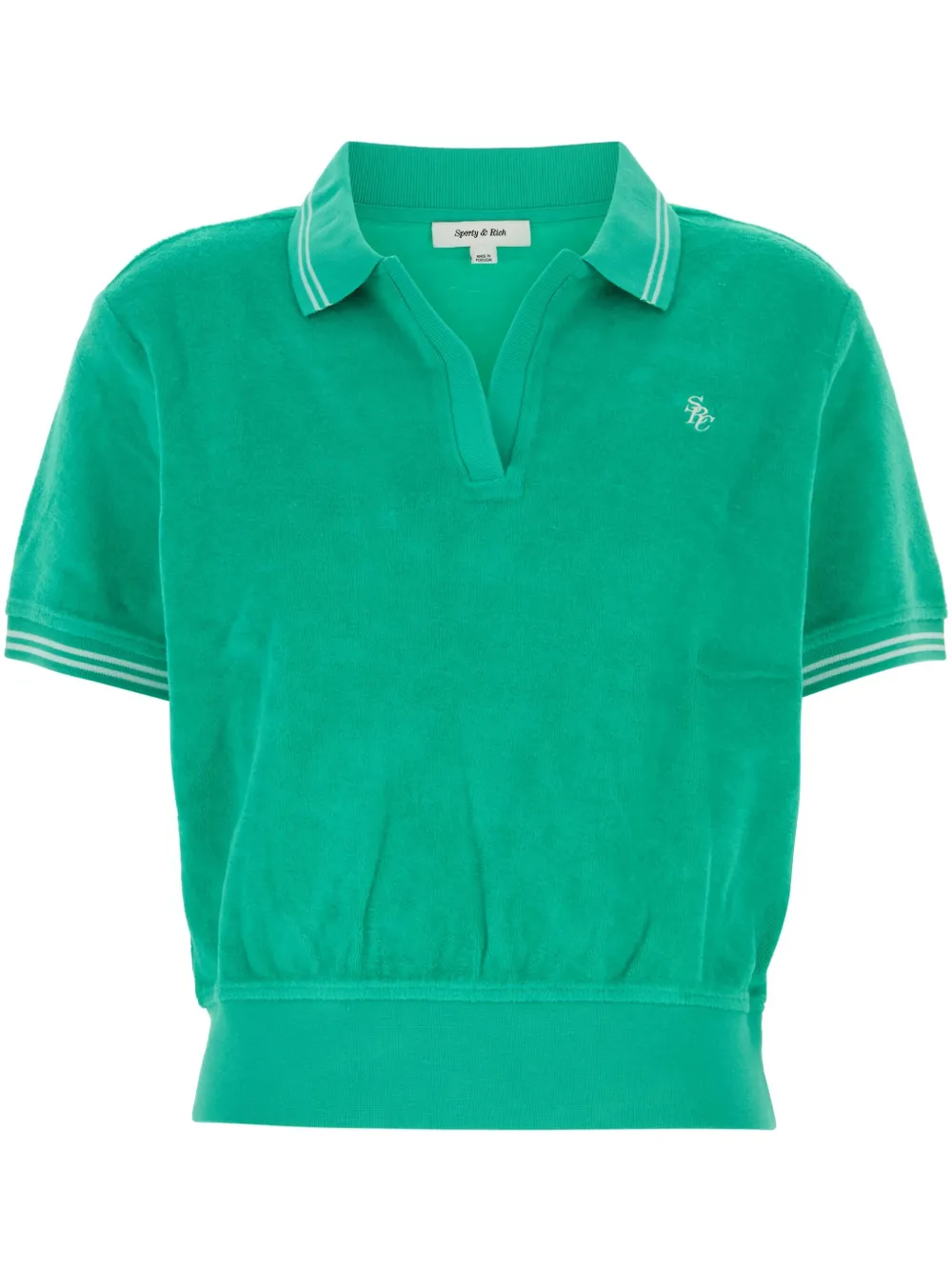 Sporty & Rich logo-embroidered polo top Groen