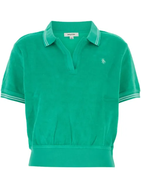 Sporty & Rich logo-embroidered polo top