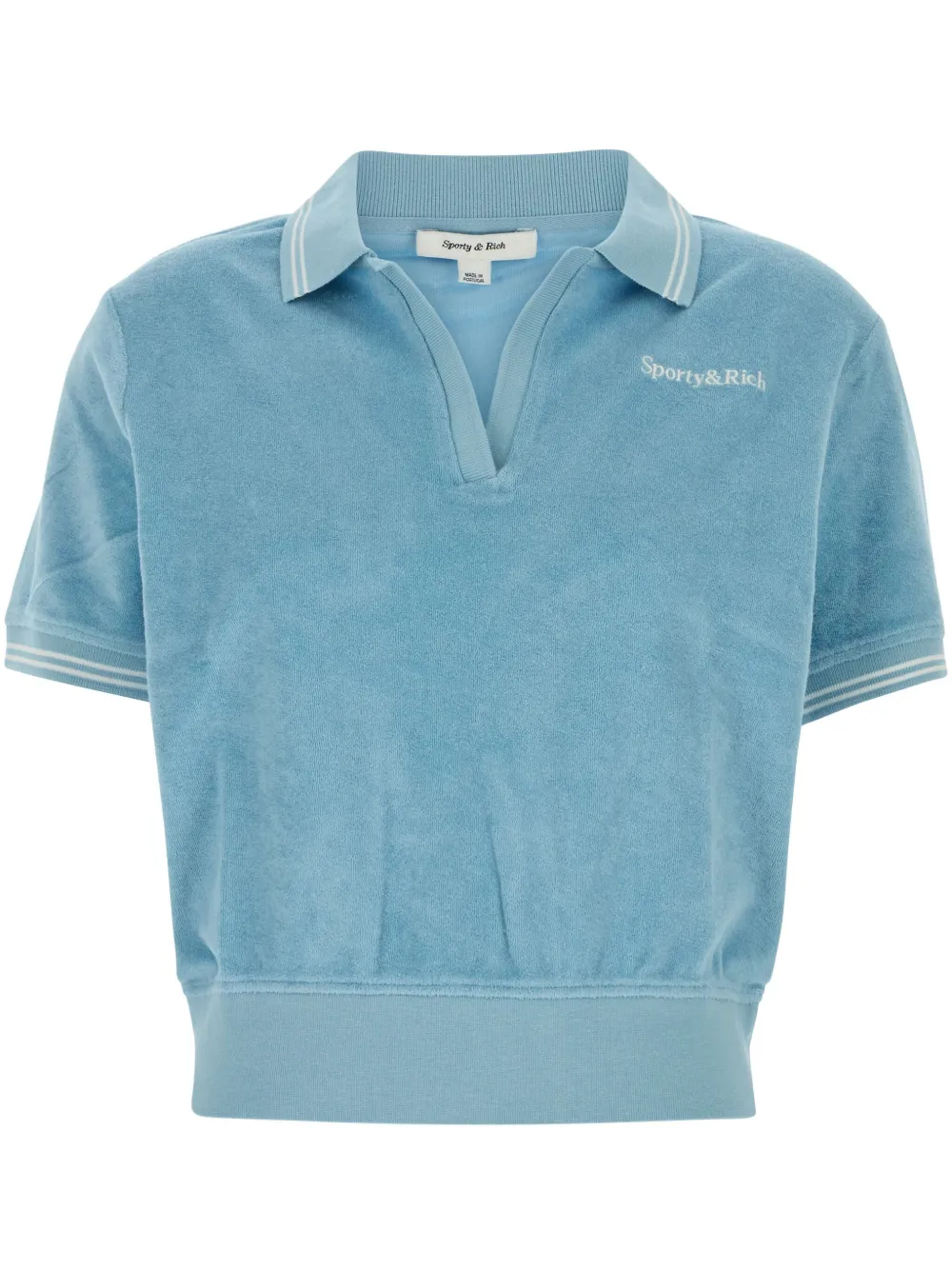 Sporty & Rich logo-embroidered polo top Blauw