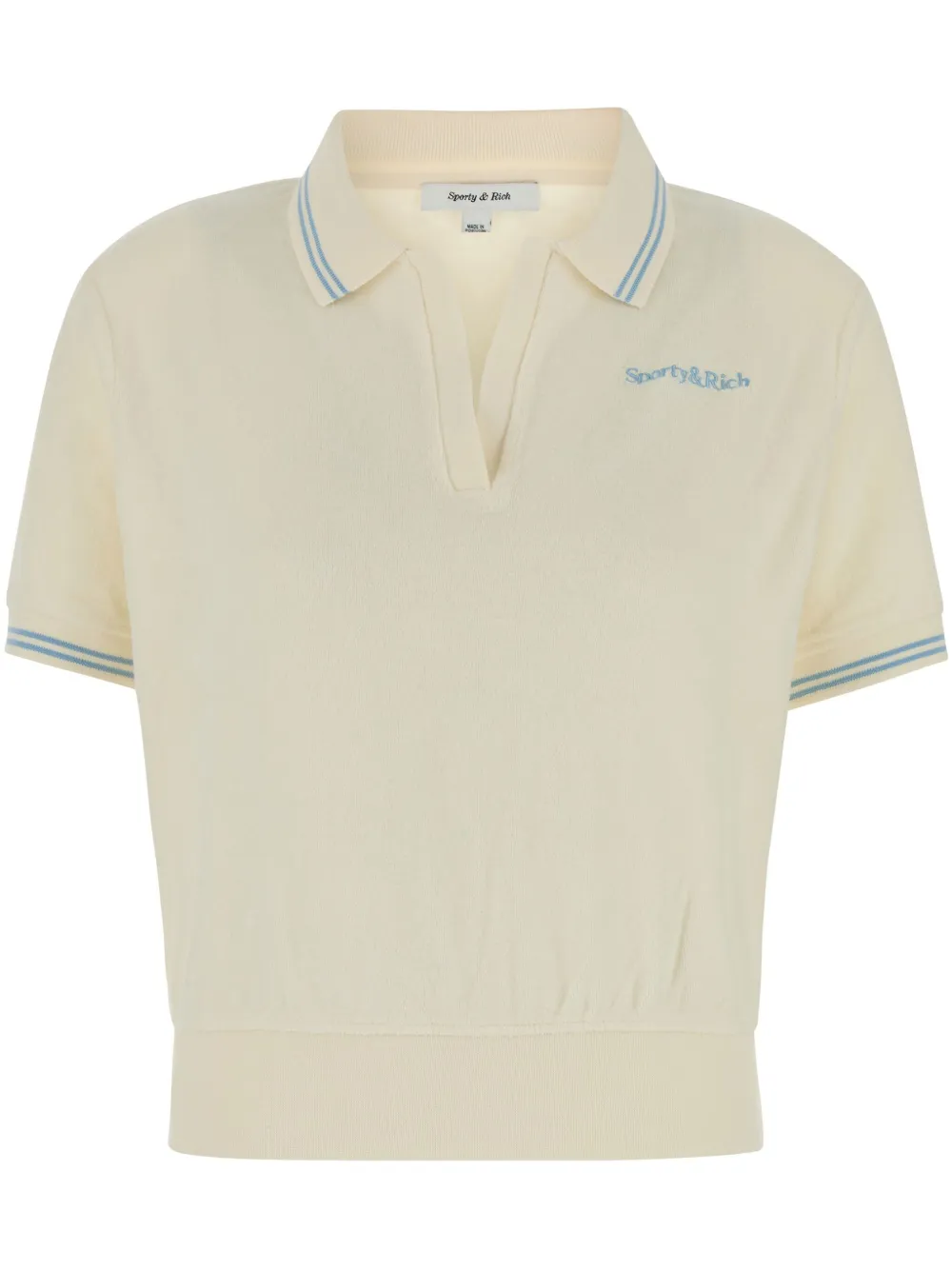 Sporty & Rich logo-embroidered polo top Beige