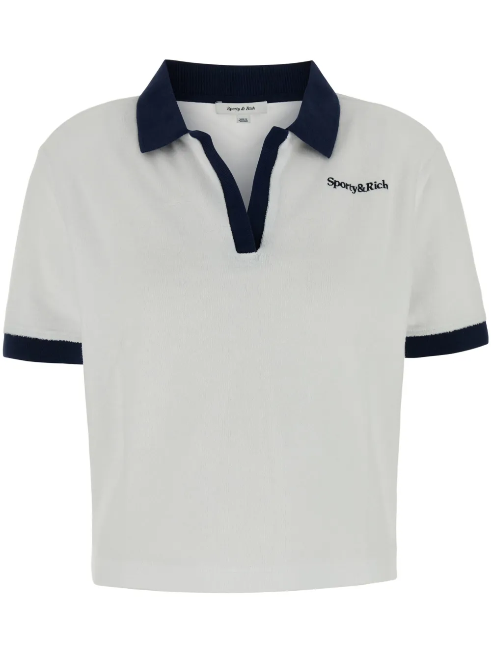 Sporty & Rich logo-embroidered polo top Wit