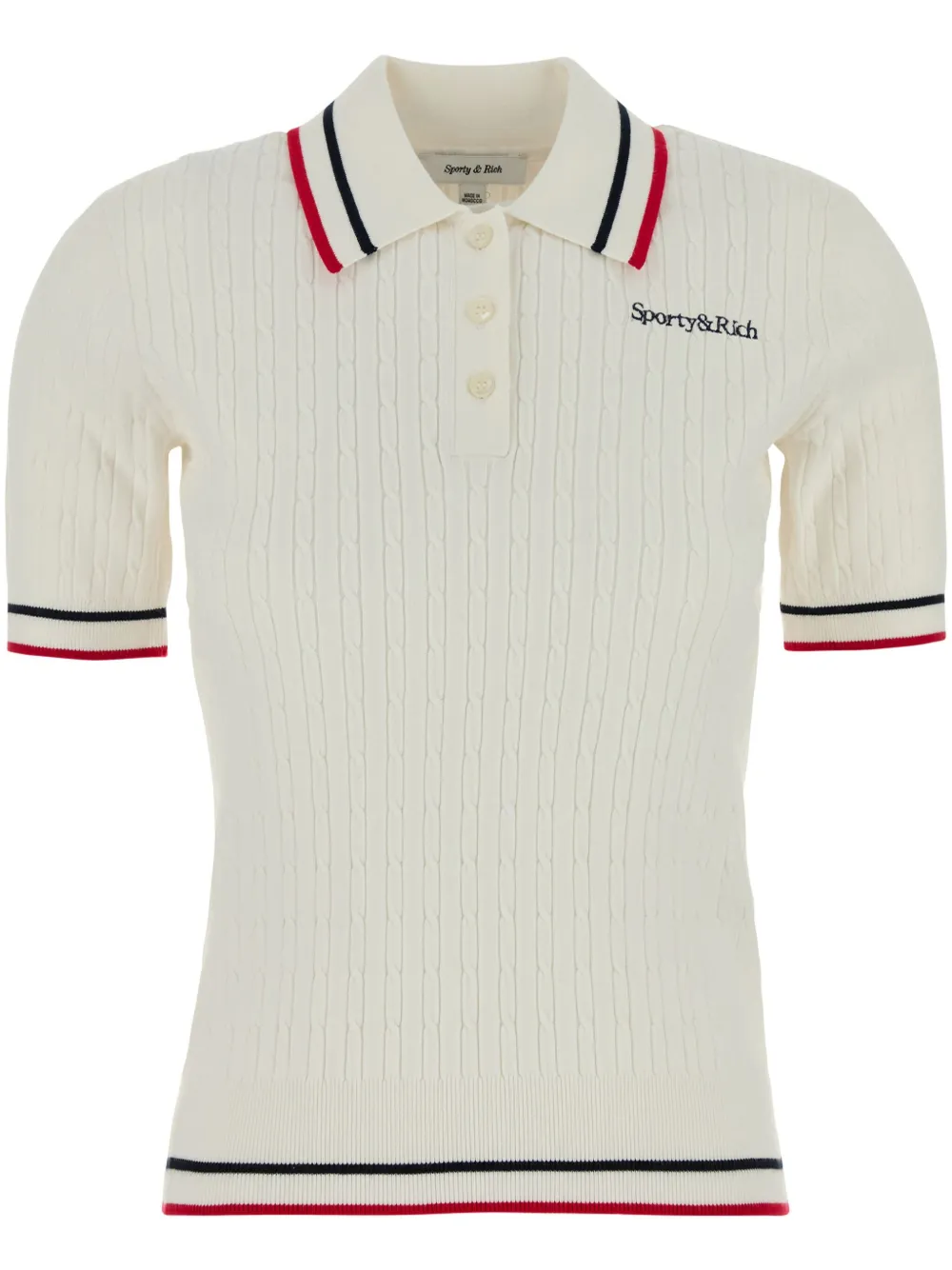 Sporty & Rich logo-embroidered polo top Wit