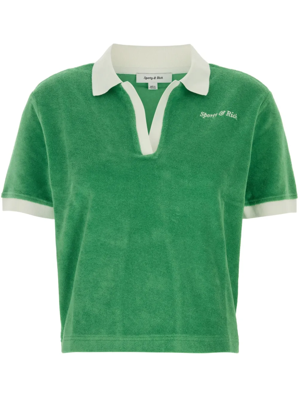 Sporty & Rich logo-embroidered polo top Groen