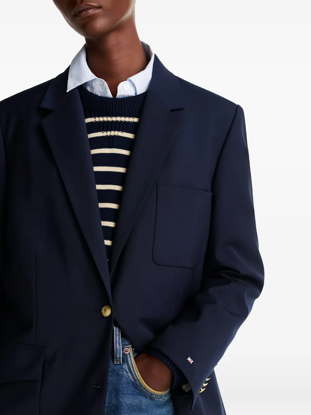 Tommy Hilfiger Blazer met enkele rij knopen Blauw