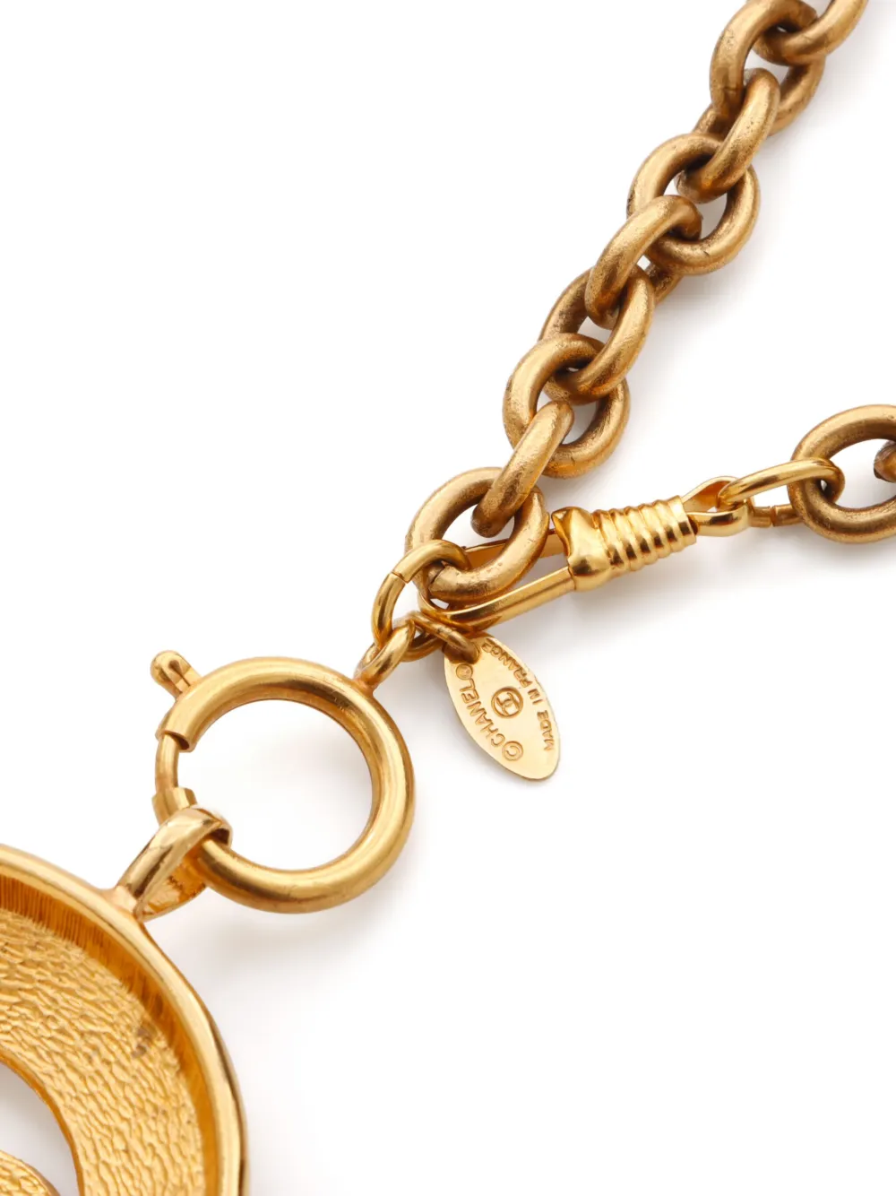 Pre-owned Chanel 1980s Cc Pendant Necklace In Gold