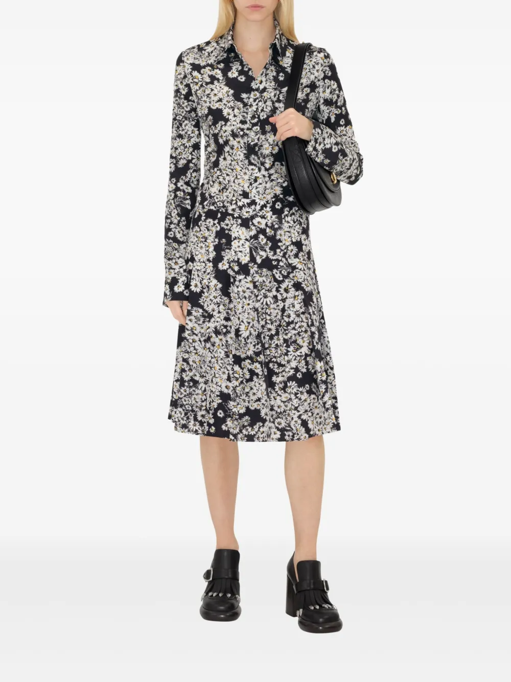 Burberry pleated floral-print skirt - Zwart