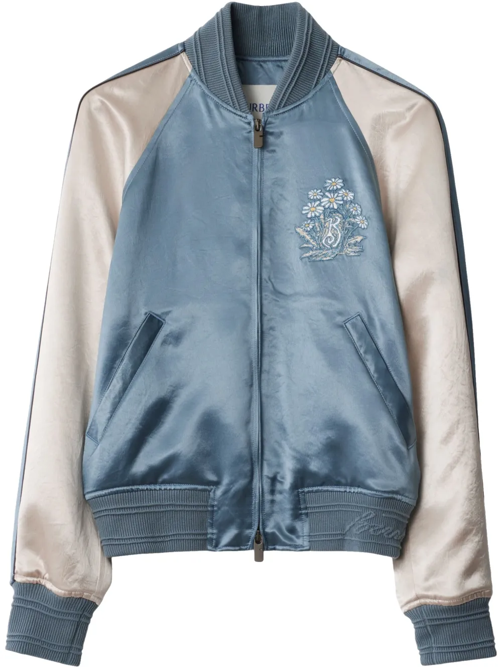 Burberry Daisy-embroidered Bomber Jacket In 蓝色