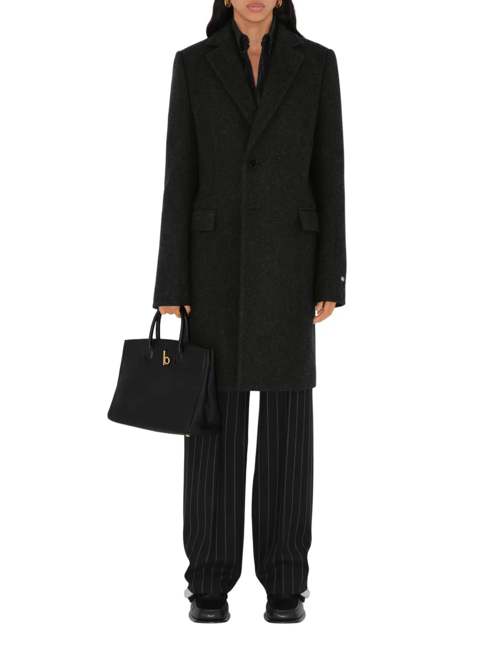 Burberry Wool Tailored Coat In Black