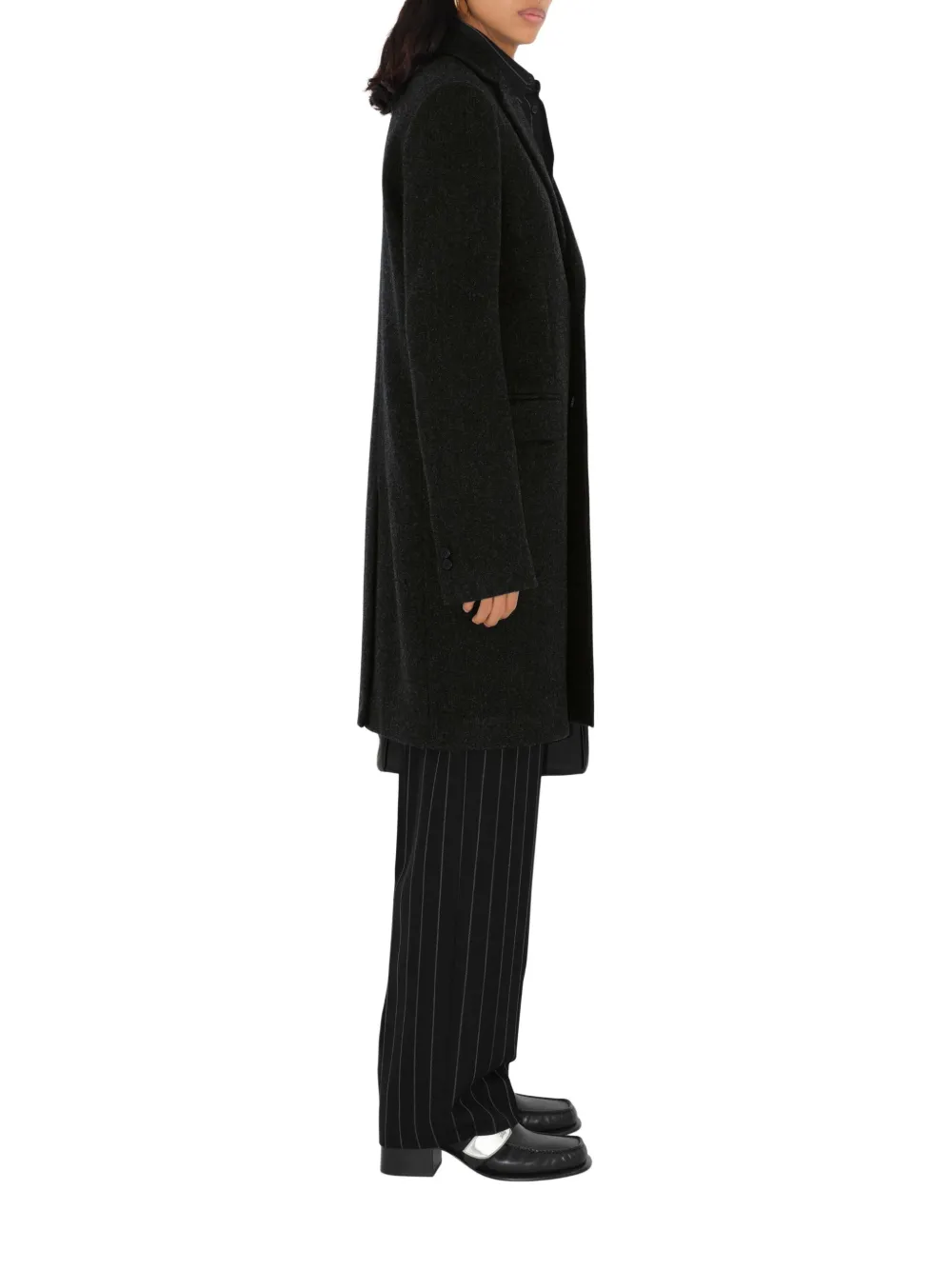Burberry Wool Tailored Coat In Black