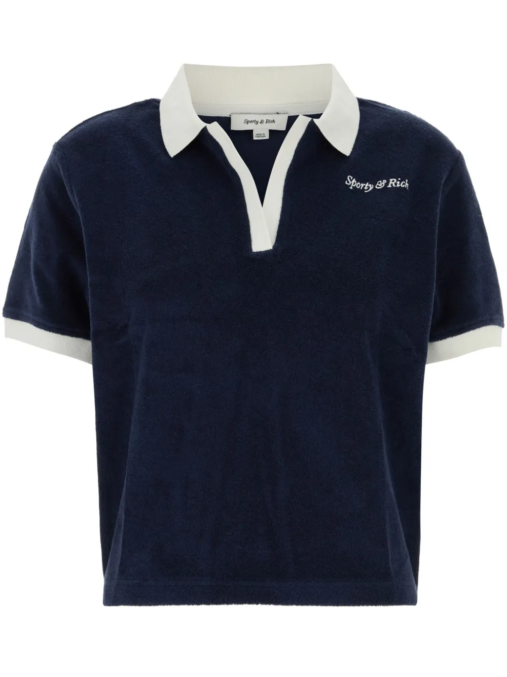 Sporty & Rich logo-embroidered polo top Blauw