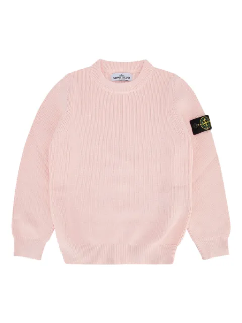 Stone Island Junior سويت شيرت قطن بحياكة مضلعة