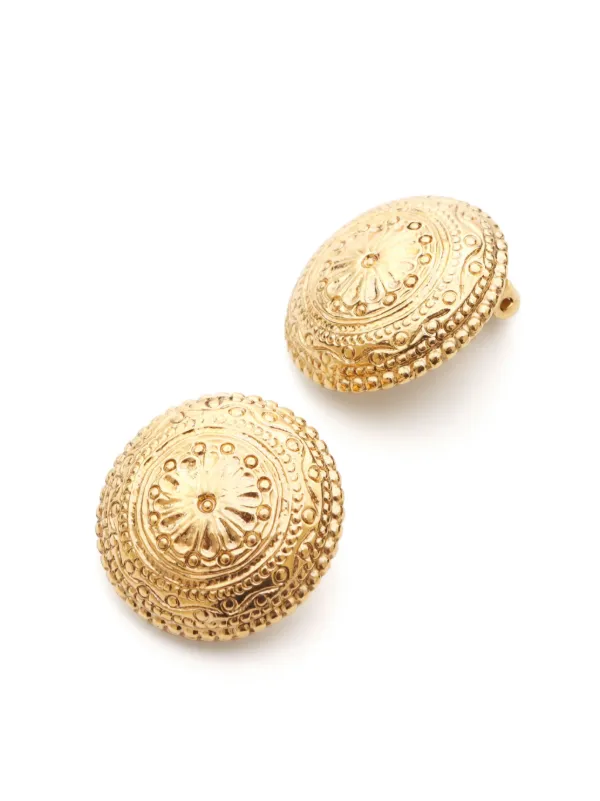 Saint Laurent Pre-Owned 2000s Engraved clip-on Earrings Gold