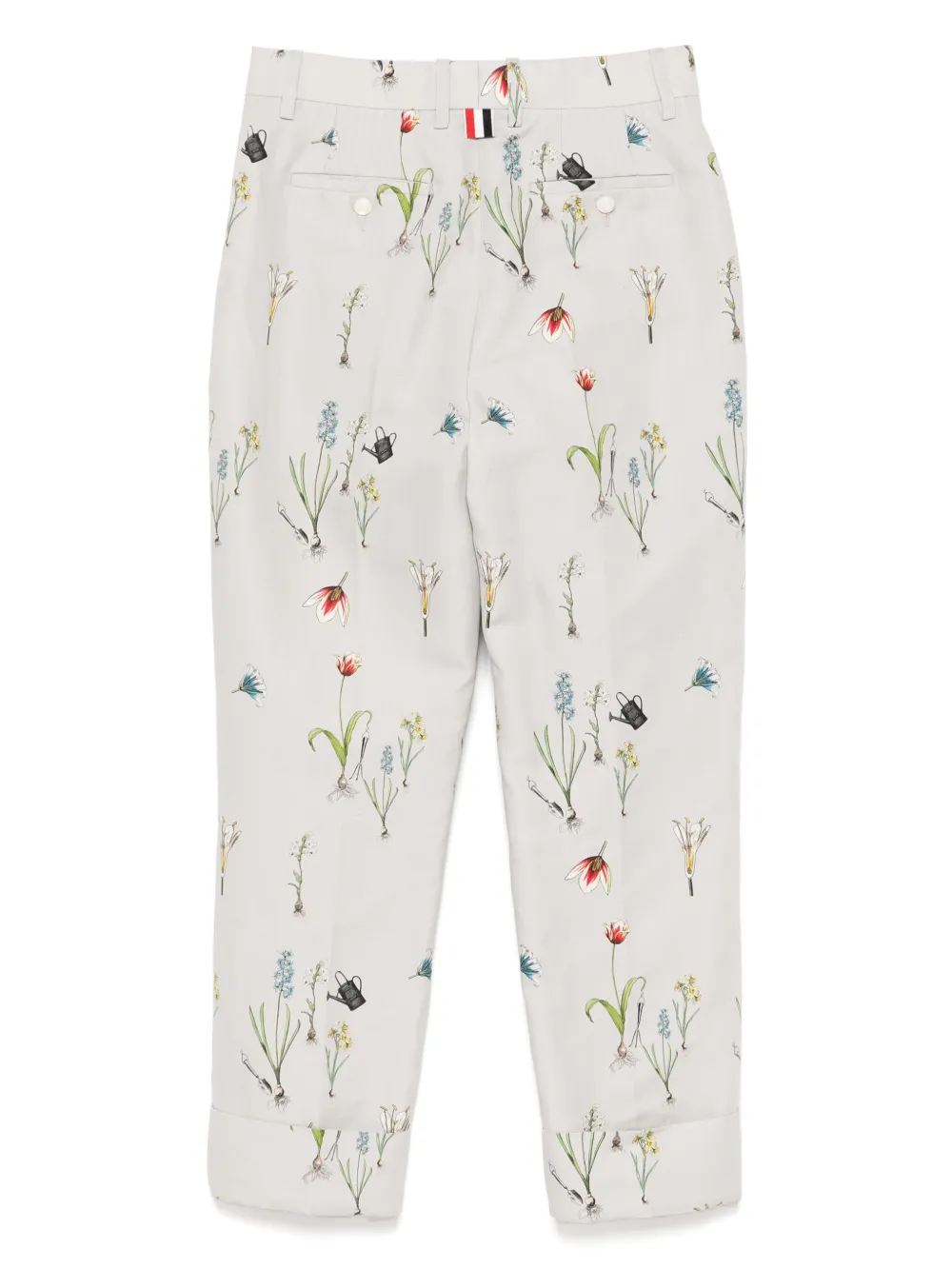 Thom Browne botanical-flower-printed high-waisted trousers - Grijs