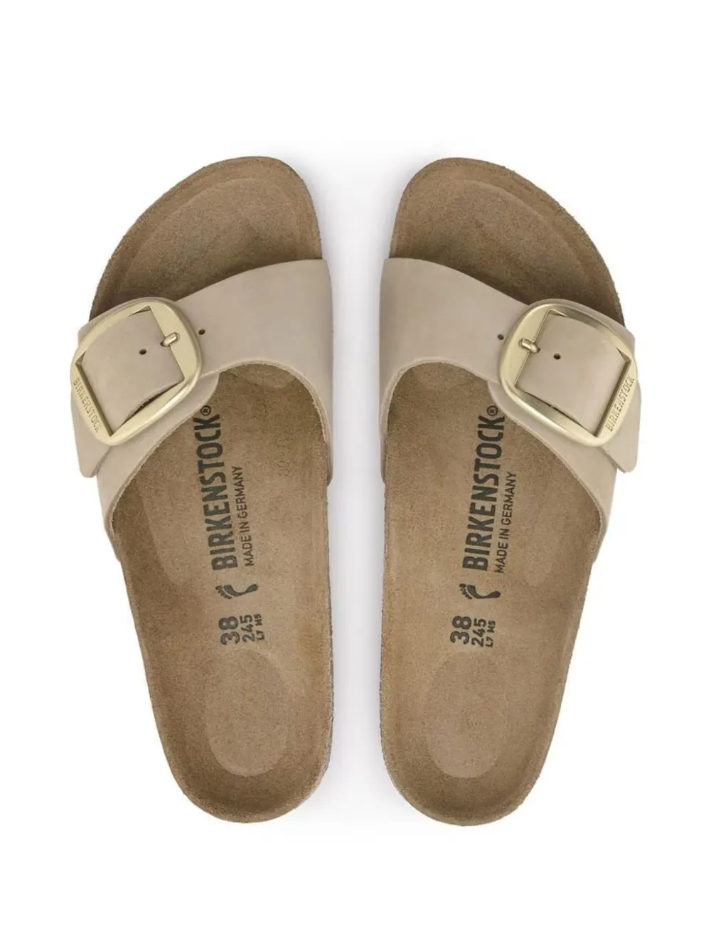 Birkenstock Madrid Big Buckle slides Neutrals