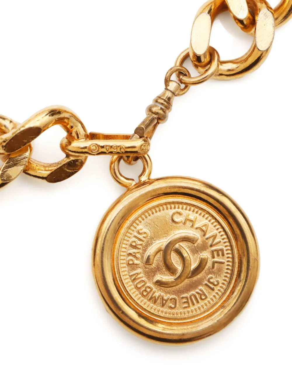 Pre-owned Chanel 1996 Cc Chain Belt In Gold