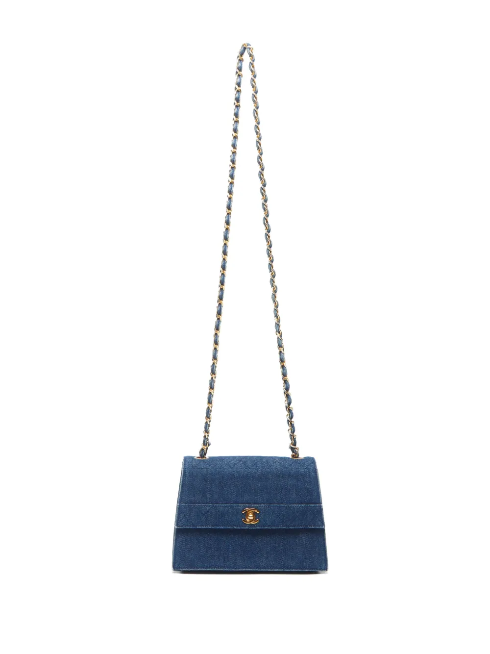 Pre-owned Chanel 1989-1991 Cc Denim Shoulder Bag In Blue
