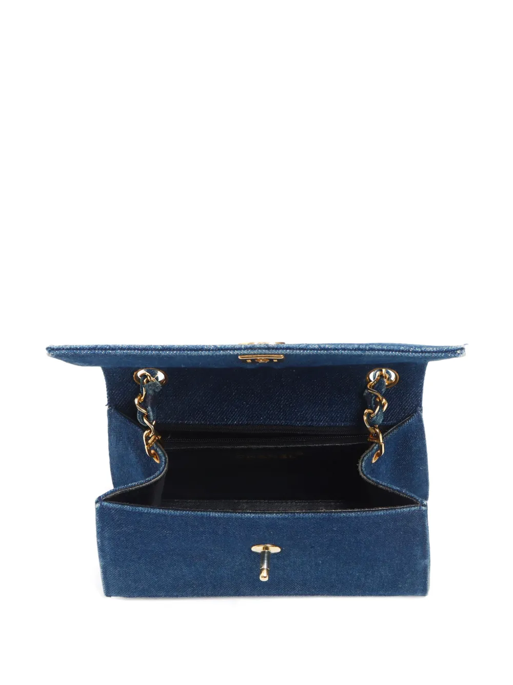 Pre-owned Chanel 1989-1991 Cc Denim Shoulder Bag In Blue