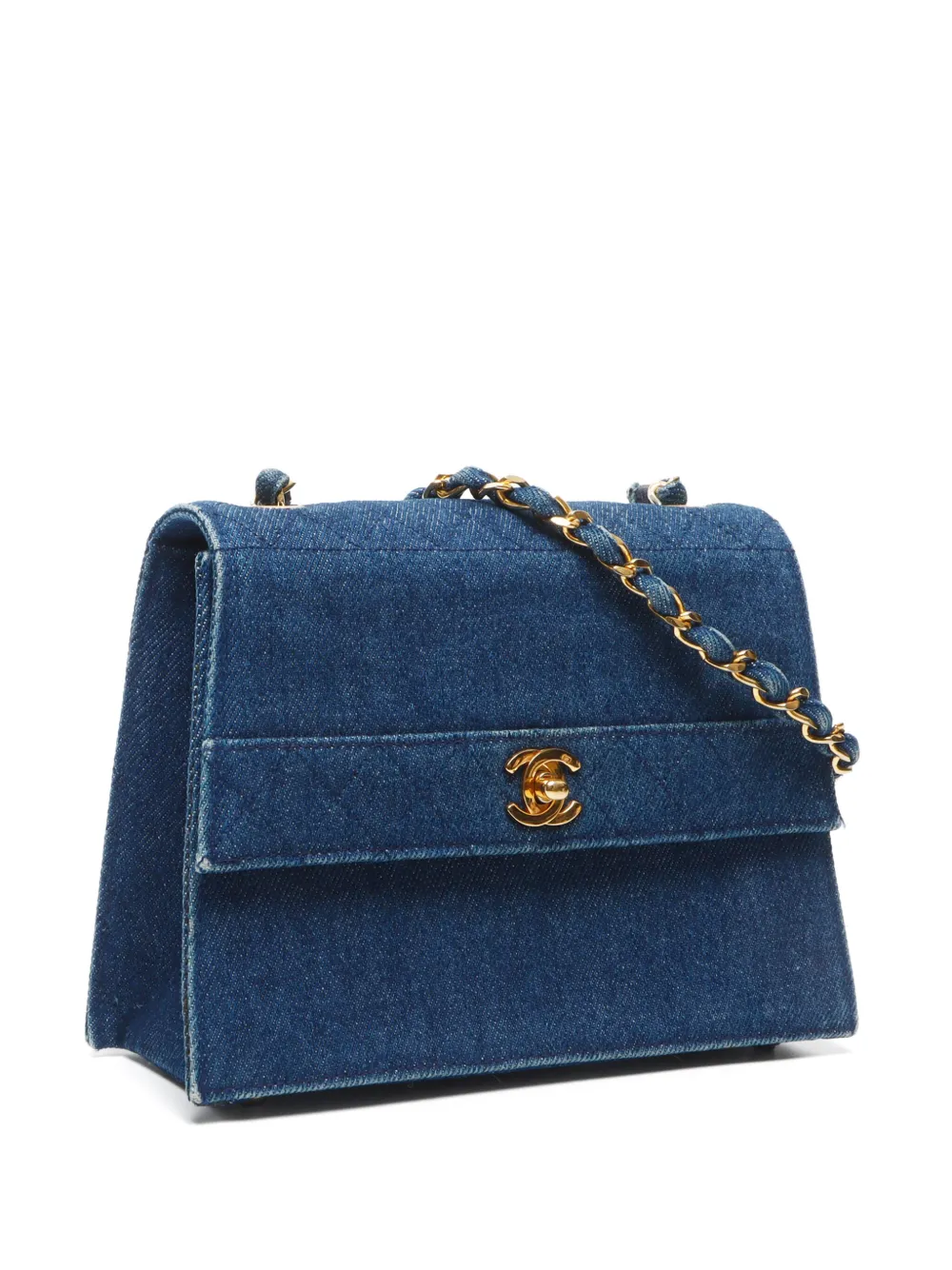 Pre-owned Chanel 1989-1991 Cc Denim Shoulder Bag In Blue