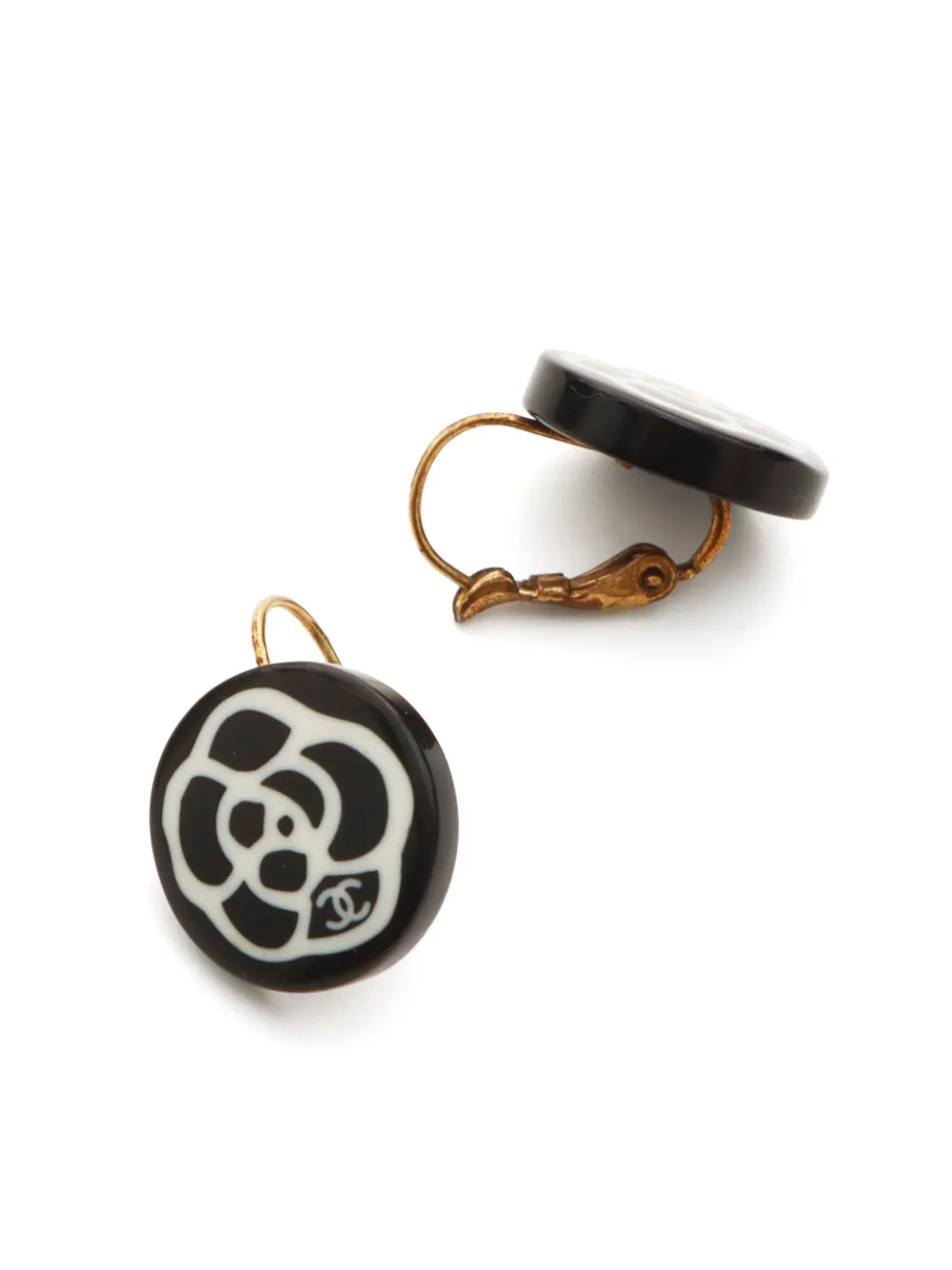 CHANEL Pre-Owned 2000s Camelia oorbellen - Zwart