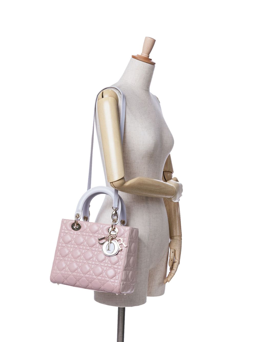 Christian Dior Pre-Owned 2012 medium driekleurige Lambskin Cannage Lady Dior boekentas - Roze