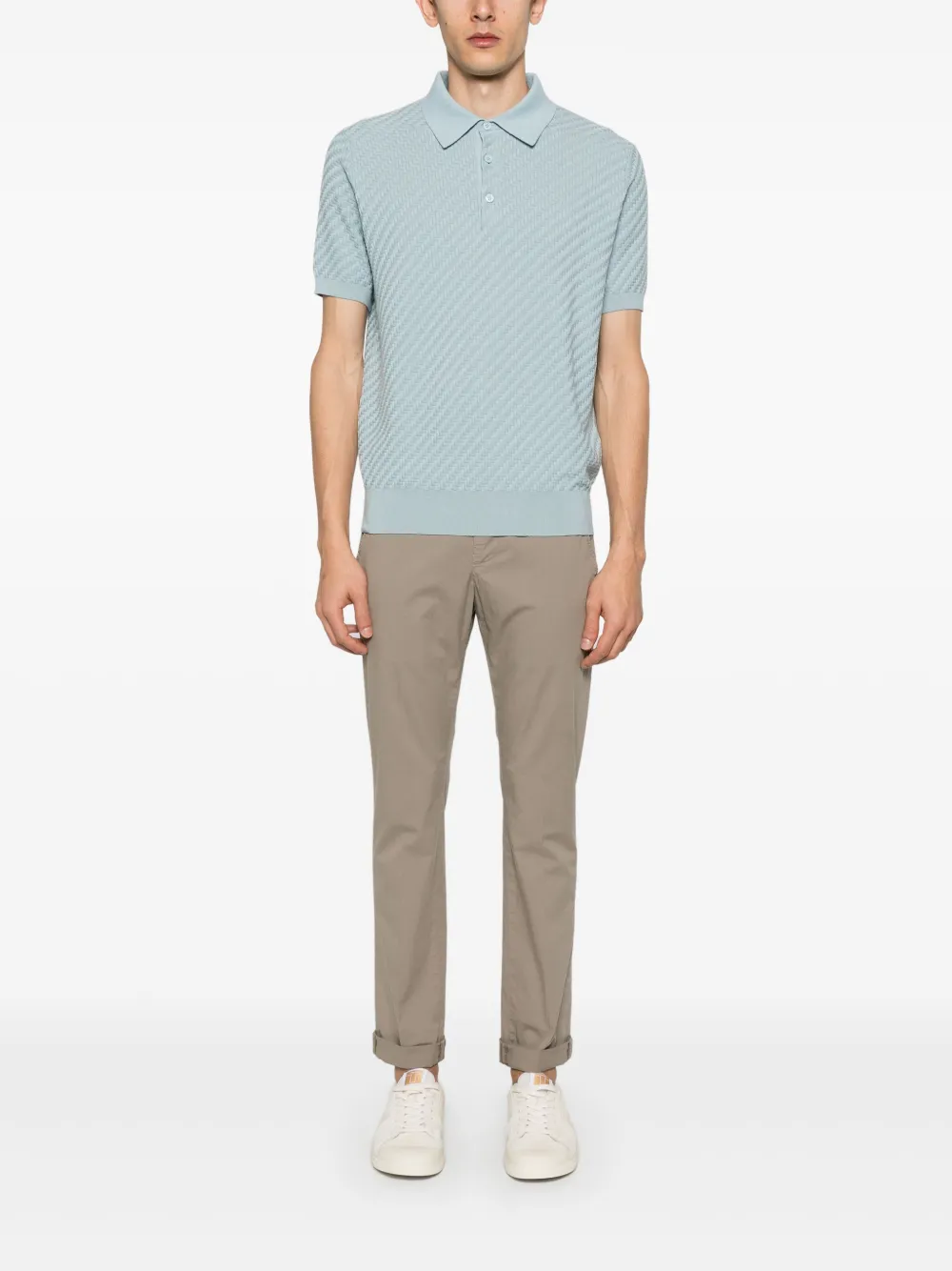 Brioni Gebreid poloshirt - Blauw