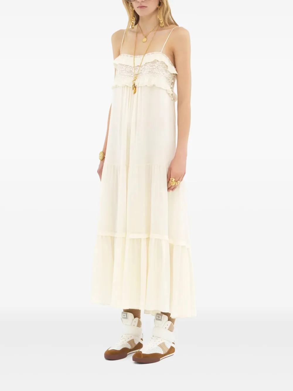 Chloé sleeveless long dress - Wit