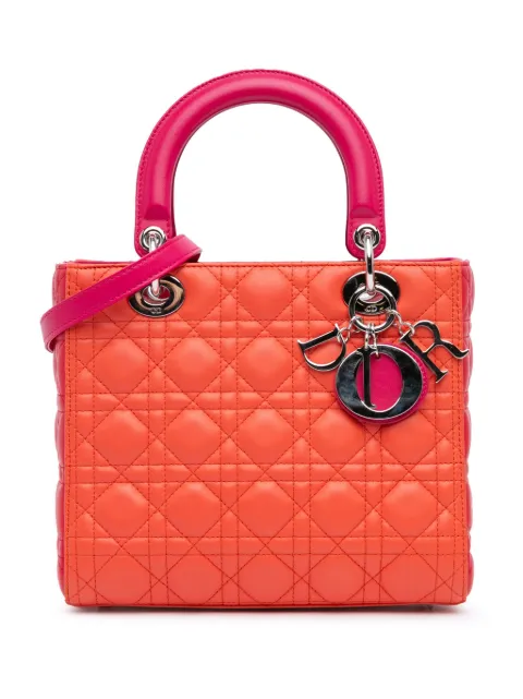 Christian Dior Pre-Owned 2013 Medium Bicolor Lambskin Cannage Lady Dior satchel