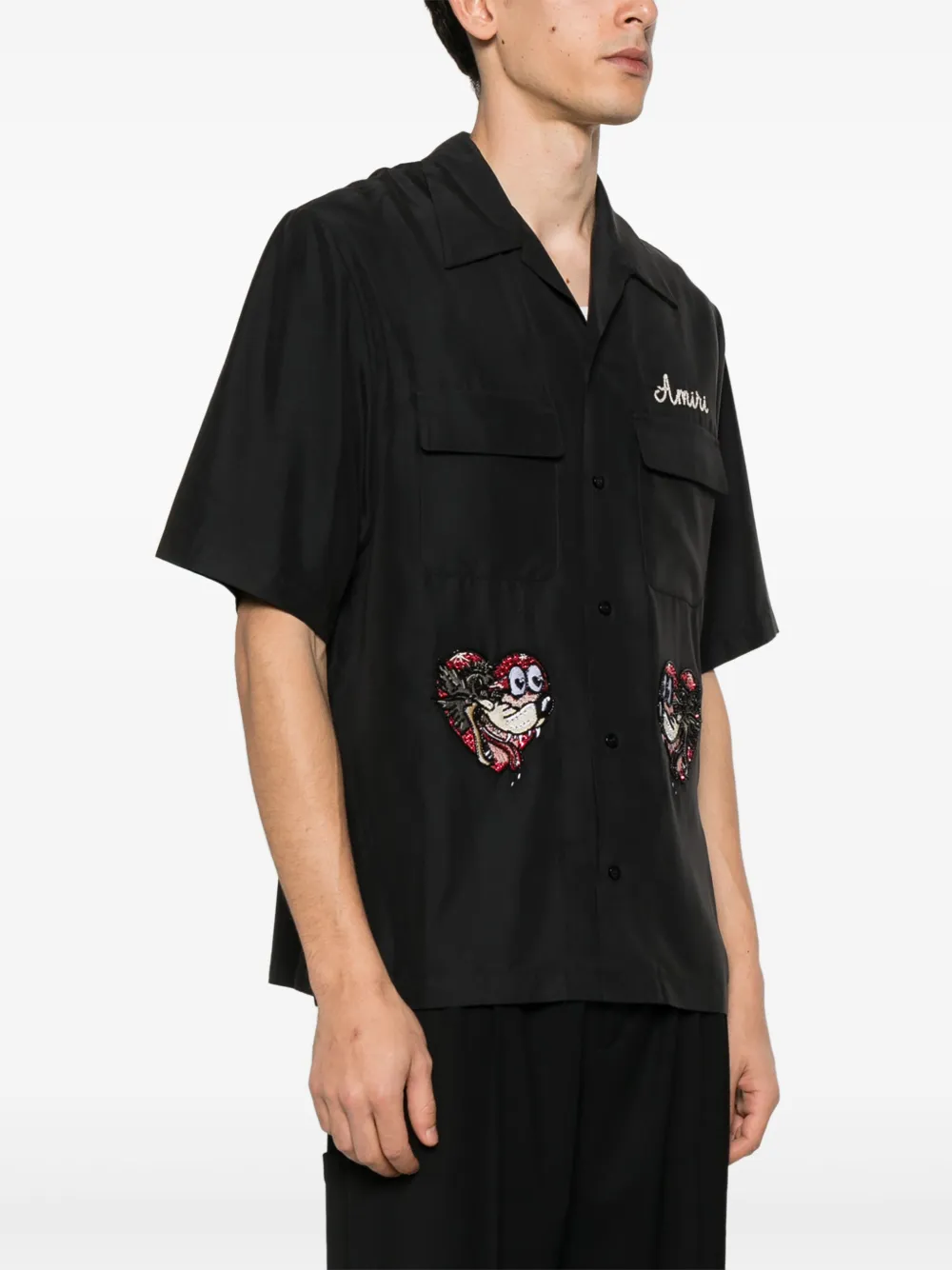 AMIRI Overhemd met geborduurd logo Zwart