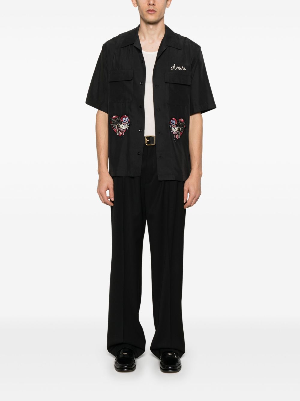 AMIRI logo-embroidered shirt - Zwart